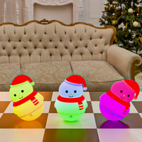 Lampe d'Ambiance LED RGB à Changement de Couleur en Silicone, Design Bonhomme de Neige Anime Mignon, Décoration de Chambre de Noël