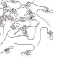 Pandahall SHEGRACE 20 crochets d'oreilles en laiton pavé de zircone cubique pour la fabrication de bijoux