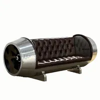 Canapé en cuir véritable avec rivet en aluminium de style industriel Mobilier design personnalisé pour bar à whisky Maison Meubles en cuir véritable
