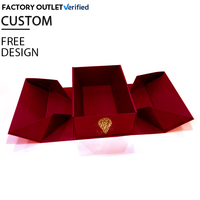 Boîte cadeau artisanale bordeaux, emballage luxueux pour rouges à lèvres, parfums et accessoires de luxe légers