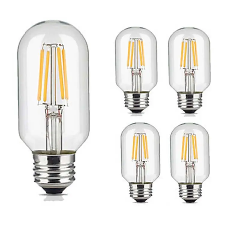 Светодиодные лампы накаливания Эдисона T45 с регулируемой яркостью E27, прозрачное стекло, 2 Вт, 4 Вт, 6 Вт, светодиодная лампа