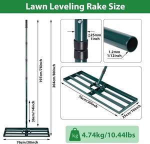 Râteau de <span class=keywords><strong>nivellement</strong></span> de pelouse en acier pliant noir 45*25 76*25 116*25 plaque de sol poignée réglable pour herbe râteau noir pratique - Product Image 4