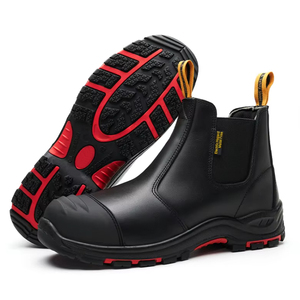 DSF53 <b>Black</b> Chelsea Leather Safety <b>Boots</b> Non-Slip Sole <b>Work</b> Protection Men Tactical Footwear Customized Cooperation Wholesale - Product Image 1