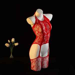 ملابس داخلية مثيرة من الدانتيل، بودي سوت بحمالات مغرية، جوارب طويلة، زي موحد من النايلون، تصنيع حسب الطلب - Product Image 1