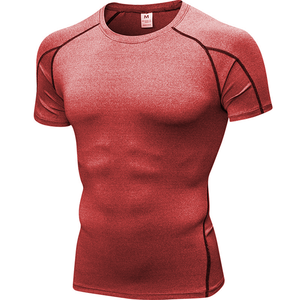 High quality Polyester Compression Shirt Sports T Shirt Custom Logo Compression Shirts for <b>Men</b> <b>Stretch</b> Gym Activewear For <b>Men</b> - Product Image 3
