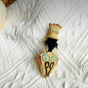 Broche vintage de style occidental antique, exotique, noir, maure, roi égyptien antique, pour fêtes, cadeaux, accessoires vestimentaires pour costume et manteau - Product Image 6