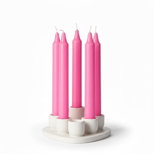 Handmade 4-Inch Pink Straight Chime Paraffin Wax Smokeless Religious Eco-Friendly 100% Natural Birthday Christmas <b>Stick</b> <b>Candles</b> - Product Image 1