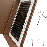 Extensions de cils Neelash en fibre de soie cachemire, technologie chocolat brun foncé, faites à la main, douces, sans cruauté, naturelles, forme W, 0.07 YY 3DW 5DW