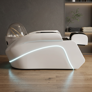 Lit de massage motorisé robuste pour shampoing avec repose-pieds à levage indépendant, station de lavage de cheveux à haute intensité, mobilier de spa et salon - Product Image 1