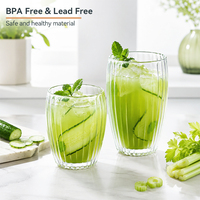 Juego de Vasos de Doble Pared de Vidrio Borosilicato, 250ml/350ml/450ml, Alta Transparencia, Sin Plomo, Sin BPA, Aptos para Lavavajillas, Bonitos Vasos para Bebidas