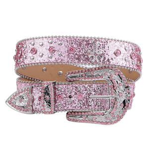 Ceinture de taille vintage de haute qualité Nouveau style Western Design avec symbole de croix de perle et boucle en alliage de strass - Product Image 5