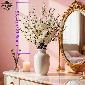 กิ่งดอกพลัมประดิษฐ์สีขาวสวยงาม 11 ชิ้น ของ Avteldy, ของตกแต่งดอกไม้สำหรับงานเทศกาล, ดอกไม้ปลอมเหมือนจริงพร้อมก้านยาว - Product Image 6