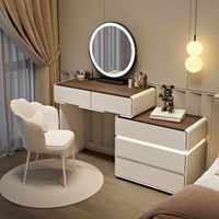 Coiffeuse moderne à miroir LED bicolore avec coffre de rangement, réglable, pour chambre et appartement