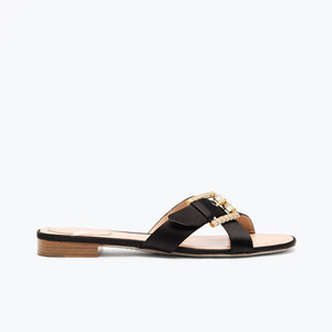 Marchio di lusso firmato da donna fatto a mano su misura di alta qualità moda quadrata punta aperta scivoli <span class=keywords><strong>con</strong></span> <span class=keywords><strong>catena</strong></span> di metallo pantofole per l'estate - Product Image 3