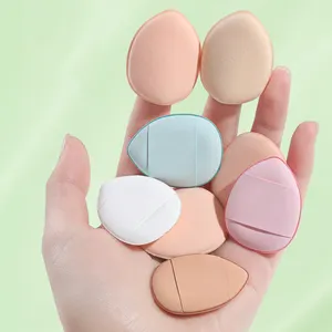 Grosir kustom portabel Mini bedak jari Puff basah dan kering lembut Makeup spons bedak Puff