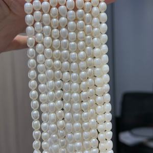 סיטוני אורז טיפה בצורת טיפת מים פנינה aaaaaa כיתה 6-6.5 מ "מ פנינה חוט 36 ס" מ לתכשיטים - Product Image 3