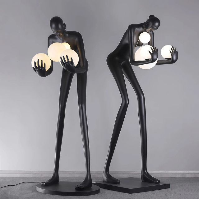 JYLIGHTING Creative Abstract Figure Sculpture Floor Lamp Long Arm Light Modern Nordic Design for Hotel Exhibition Halls Resin