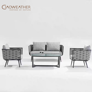Muebles de exterior de lujo Aluminio Patio Jardín <span class=keywords><strong>Playa</strong></span> Conjunto de sofá al aire libre Marco de aluminio Cuerda Juego de sofá de jardín - Product Image 2