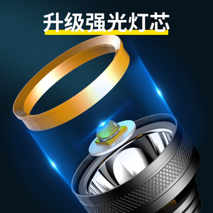 Lampe de poche en alliage d'aluminium, rechargeable, LED, lumière forte, portable, étanche, pour la maison et le camping - Product Image 2