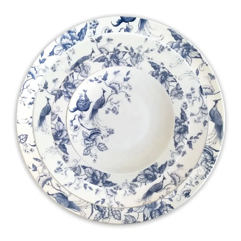 Tableware Sets Western Dinnerware Set Ceramic Blue White Round Dinner Plates New Arrival Bone China Customized Logo Wedding