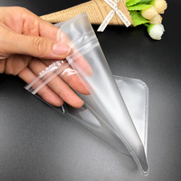Sacs en plastique givrés avec fermeture éclair, face transparente et dos mat, en stock, pochettes zippées pour vêtements