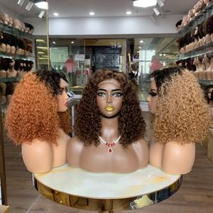 Perruques Bob Courtes Bouclées de Luxe en Cheveux Super Double Drawn avec Fermeture en Dentelle 4x4, Style Volumineux, 14 Pouces, Faciles à Porter, Sans Nœuds - Product Image 1