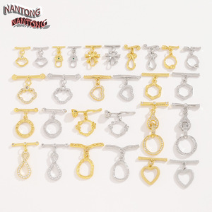 NANTONG 14K Gold Plated <b>Copper</b> OT Buckle Clasp Mixed Shapes Cubic Zirconia For <b>Bracelet</b> Making DIY Jewelry Accessories - Product Image 1