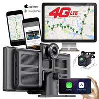 Caméra de tableau de bord de voiture avec écran miroir 10,26 pouces, 4G LTE, double caméra, Full HD 1080P, navigation GPS, surveillance à distance, CarPlay et Android Auto, WiFi, Bluetooth