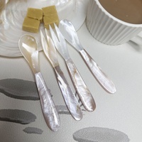 Ensemble cuillère et fourchette à café en forme de coquille de 12 cm, personnalisable avec logo, finition miroir, fait main, cuillère masque et fourchette à thé