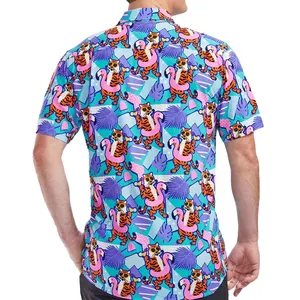 Venta directa de fábrica Camisa Hawaiana de lujo Hombre Personalizar con animales