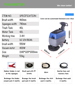 C460S Tile Clean <b>Machine</b> Cordless Commercial Industrial Floor Scrubber <b>Walk</b> Behind 550W Brush Motor - Product Image 5