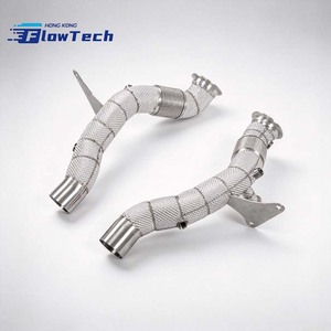 Downpipe haute performance FlowTech avec bouclier thermique pour Ferrari F8 Spider Tributo 3.9T V8 2019-2025 – SS304 à fixation directe - Product Image 3