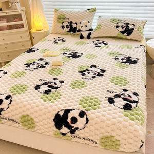 Drap-<span class=keywords><strong>housse</strong></span> en flanelle d'hiver King Queen Pure Color Bed Cover Velvet Thick Non-Slip Mattress Protective Cover <span class=keywords><strong>150x200</strong></span> - Product Image 6