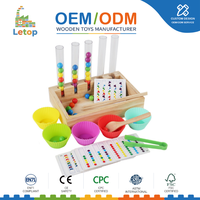 Juego de Tubos de Ensayo con Cuentas de Arcoíris de Madera, Juego de Clasificación de Colores, Conteo, Motricidad Fina, Juguete de Aprendizaje Montessori para Niños Pequeños