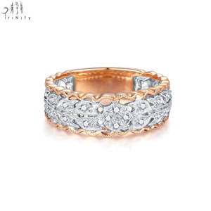 Vente chaude Vintage Design 18K Solide Blanc Et Or Rose Bague Bijoux Réel Diamant Naturel Bague Personnalisée Bijoux Pour Femmes - Product Image 1