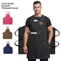 Tablier de travail sans manches en toile de coton épaisse avec poches, style moderne et minimaliste, anti-salissures, vente en gros, usage domestique, pour la préparation de thé au lait