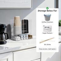 Boîte de rangement pour comptoir à café en acrylique avec porte-gobelets et porte-couvercles intégrés, pratique pour le bureau, la salle de séjour et la cuisine à domicile