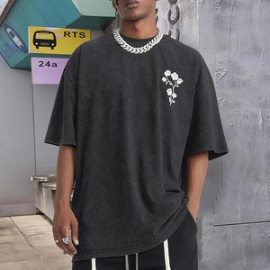 2026 lourd eau de javel lavé à l'acide Vintage grande taille 100% coton impression graphique hommes surdimensionné coupe et coudre personnalisées - Product Image 1