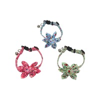 Collier pour chat à imprimé floral avec ornement tournesol détachable, style campagnard, collier à dégagement rapide