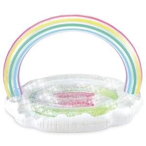 JOSEN - Cama Flotante Inflable de PVC con Lentejuelas Translúcidas de Arcoíris, Tumbona Doble para Exteriores, Playa, Piscina, Moderna - Product Image 2