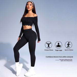 Nuovo Completo Sportivo da Donna a Maniche Lunghe Aderente per Yoga, Set 2 Pezzi Traspirante per Allenamento, Corsa e Fitness - Product Image 3