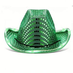 Sombrero de Vaquero Occidental con Luces LED, Sombrero de EVA con Batería para Fiestas, con Luces Brillantes Plateadas y Rosas, Sombrero de Disfraz Luminoso - Product Image 2