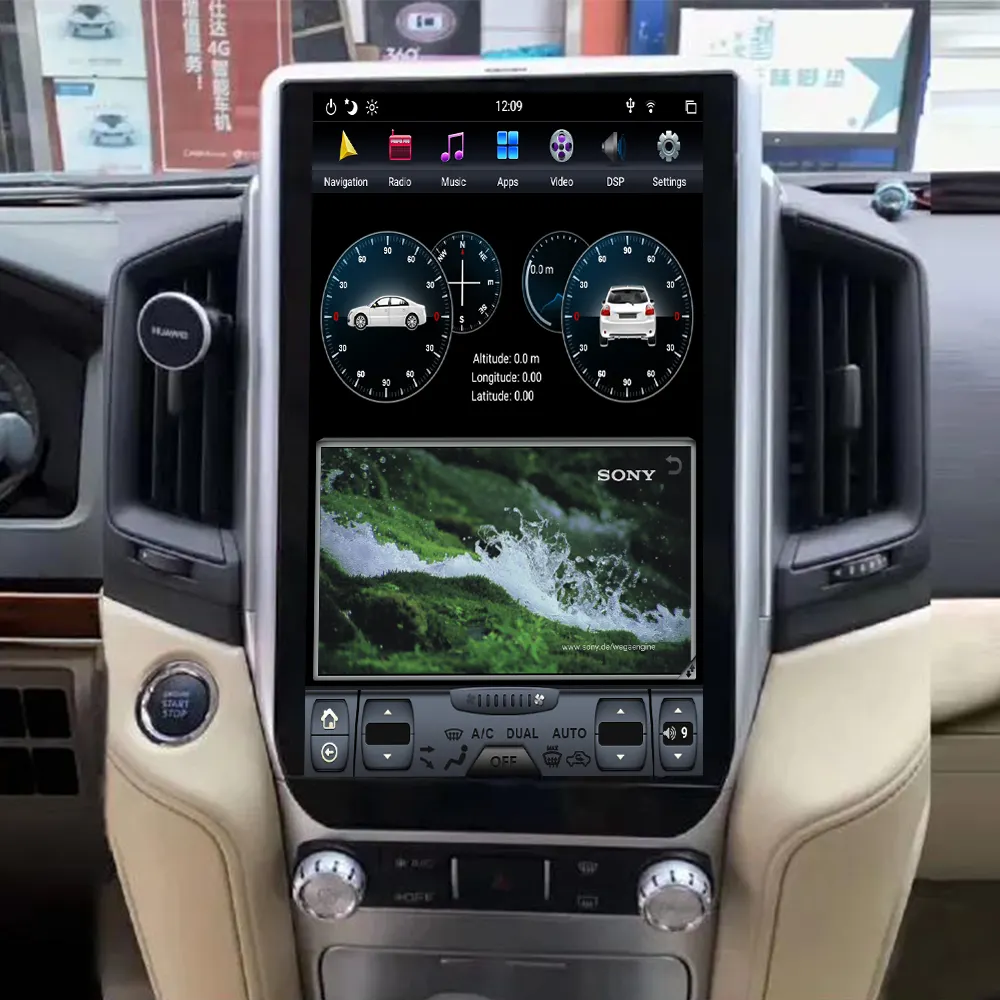 Reproductor de DVD para coche con pantalla IPS de 13,3 pulgadas, navegador GPS para Toyota Land Cruiser LC200 2016 2018 2019 Android 9,0, Radio Estéreo para coche MP5