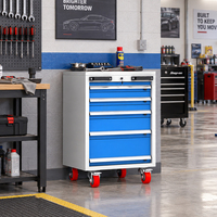 Chariot à outils à cinq tiroirs en acier avec poignée ergonomique, OEM ODM, panneau perforé, pour garage, atelier, réparation automobile, armoire à outils mobile roulante