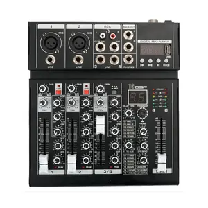 Sound Card Audio Mixer Sound Board Console Desk System Interface 4 Channel USB BT +48V Power Stereo digital mixer