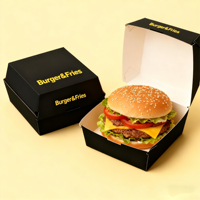 Boîte à hamburger en papier, emballage pour hamburger, boîte à emporter pour nourriture, frites avec hamburger, boîte d'emballage pour hamburger