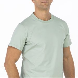 畅销奢华男士圆领t恤精梳棉防汗隐形腋垫实心薄荷绿色针织面料 - Product Image 2