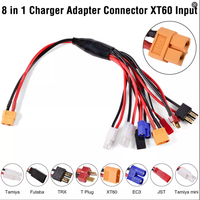 Câble de charge multifonction 8 en 1 rouge/noir pour utilisation en automobile RC, connecteurs Tamiya/Futaba, fil en silicone 12V, longueur 200 mm, Kosta