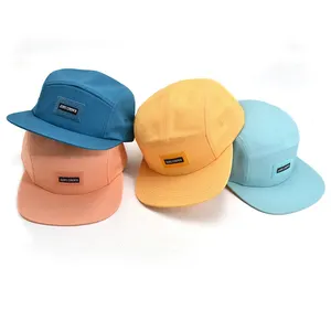 2024 gorra de campamento lisa en blanco Snapback personalizado niños cinco paneles deportes correr sombrero Duckbill al aire libre Camper 5 paneles algodón Camping sombrero