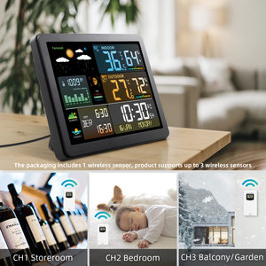 Moniteur météo électronique numérique pour la maison, station météo connectée pour une utilisation intérieure et extérieure avec thermomètre et hygromètre - Product Image 4